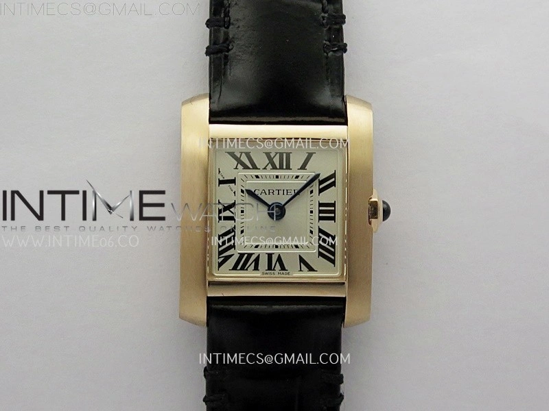 Tank Francaise Ladies 21.2mm RG 8848F 1:1 Best Edition Silver Dial on Black Leather Strap Ronda Quartz V2